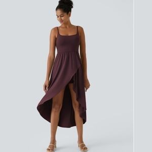 NWT Halara Breezeful Backless High Low Dress w/ Shorts, Medium (8/10), A…